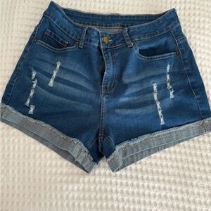 No Brand Mid rise dark wash cuffed jean shorts size Medium